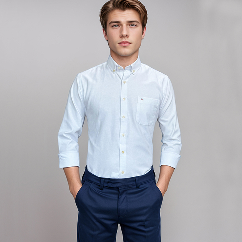 قميص رجالي قطن 100% بأكمام طوي - مراجعة Oxford Cotton Casual Shirt Business وسعره