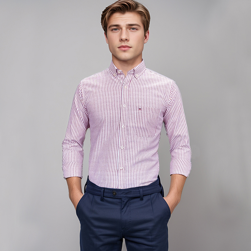 قميص رجالي قطن 100% بأكمام طوي - مراجعة Oxford Cotton Casual Shirt Business وسعره