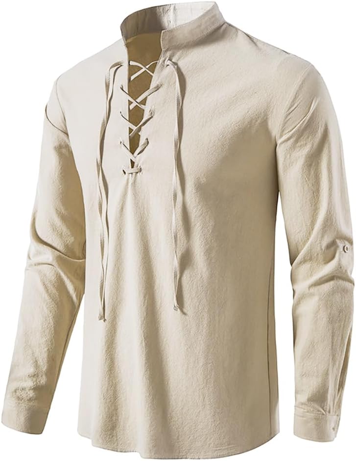 2 قطعة مجموعة الرجال القرون ال - مراجعة Medieval Gothic Lace Up Pirate Shirt وسعره