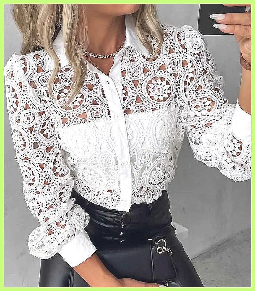 قميص نسائي أبيض من الدانتيل لع - مراجعة Shirts وسعره