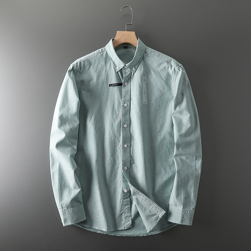 قميص رجالي بطية صدر مقلم ، منس - مراجعة Oxford Cotton Casual Shirt Business وسعره