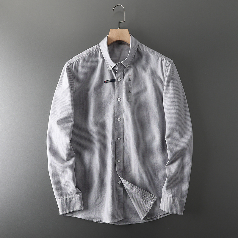 قميص رجالي بطية صدر مقلم ، منس - مراجعة Oxford Cotton Casual Shirt Business وسعره