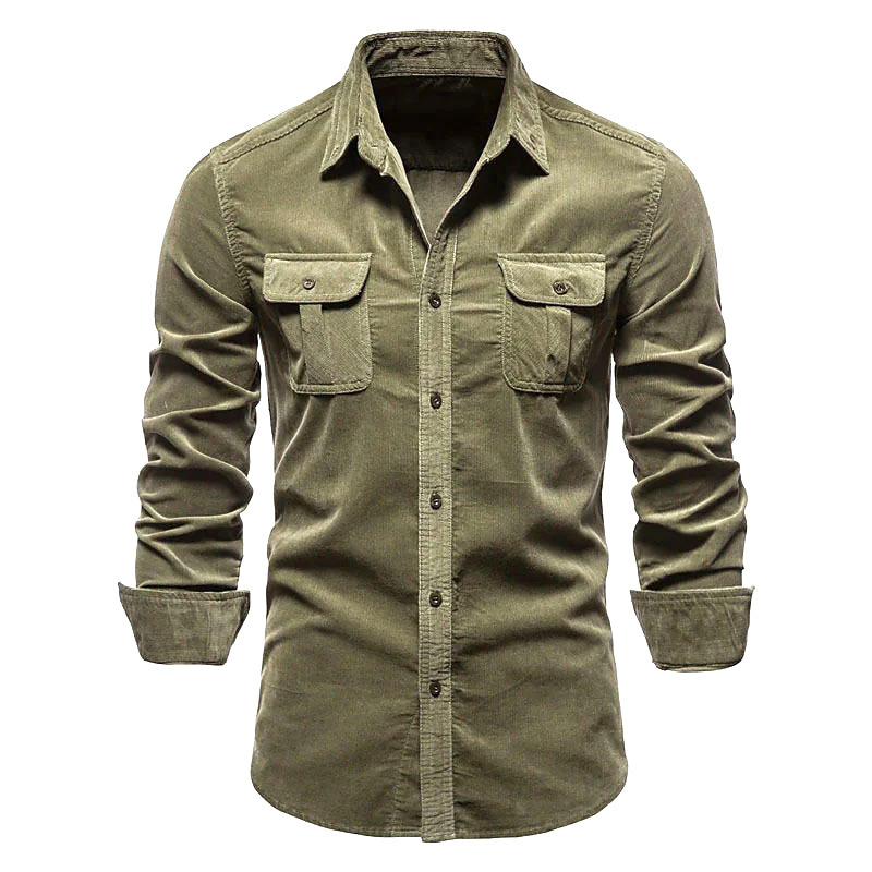 قميص سروال قصير جديد للرجال من - مراجعة Corduroy Button Up Shirt Men وسعره
