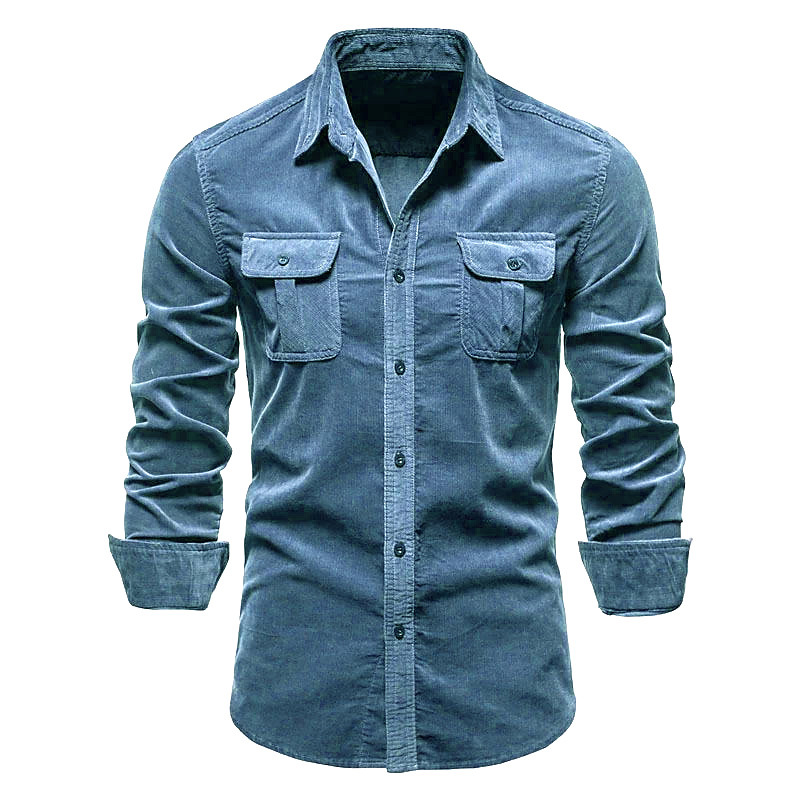 قميص سروال قصير جديد للرجال من - مراجعة Corduroy Button Up Shirt Men وسعره