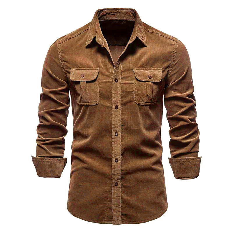 قميص سروال قصير جديد للرجال من - مراجعة Corduroy Button Up Shirt Men وسعره