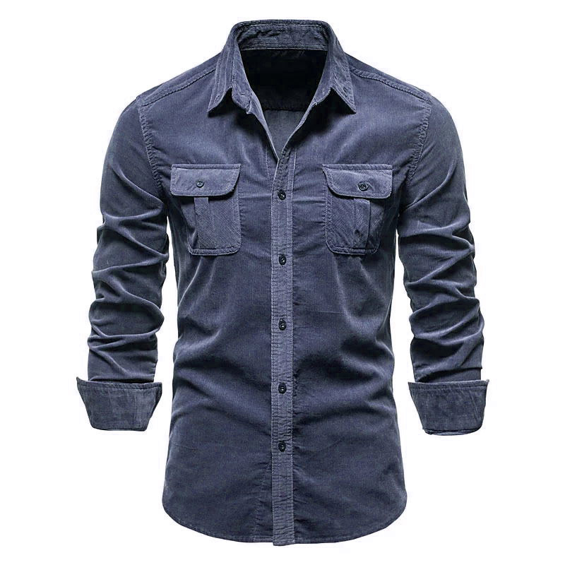 قميص سروال قصير جديد للرجال من - مراجعة Corduroy Button Up Shirt Men وسعره