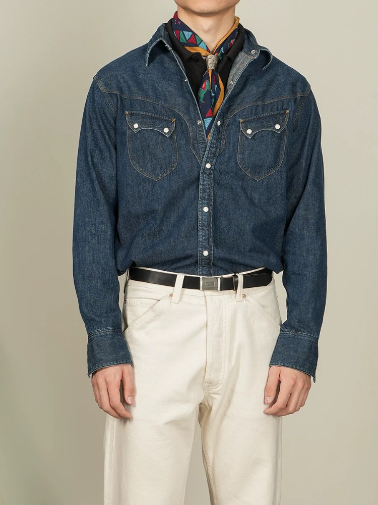 قميص غربي لؤلؤي أمريكي عتيق -  - مراجعة Mens Western Denim Pearl Snap Shirt وسعره