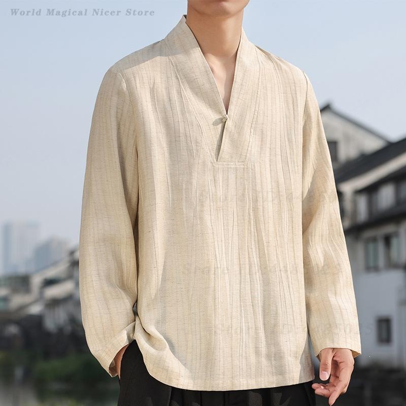 قميص رجالي جديد من القطن والكت - مراجعة Mens Linen Shirt Long Sleeve وسعره