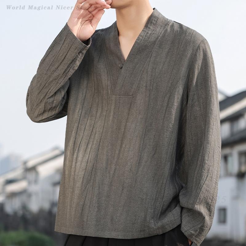 قميص رجالي جديد من القطن والكت - مراجعة Mens Linen Shirt Long Sleeve وسعره