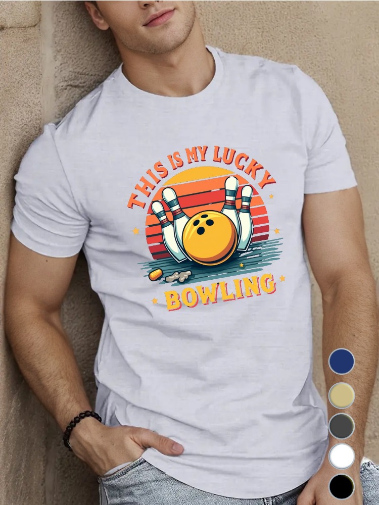 تي شيرت رجالي أزرق ملكي بياقة  - مراجعة Short Sleeve Bowling Shirt Retro وسعره