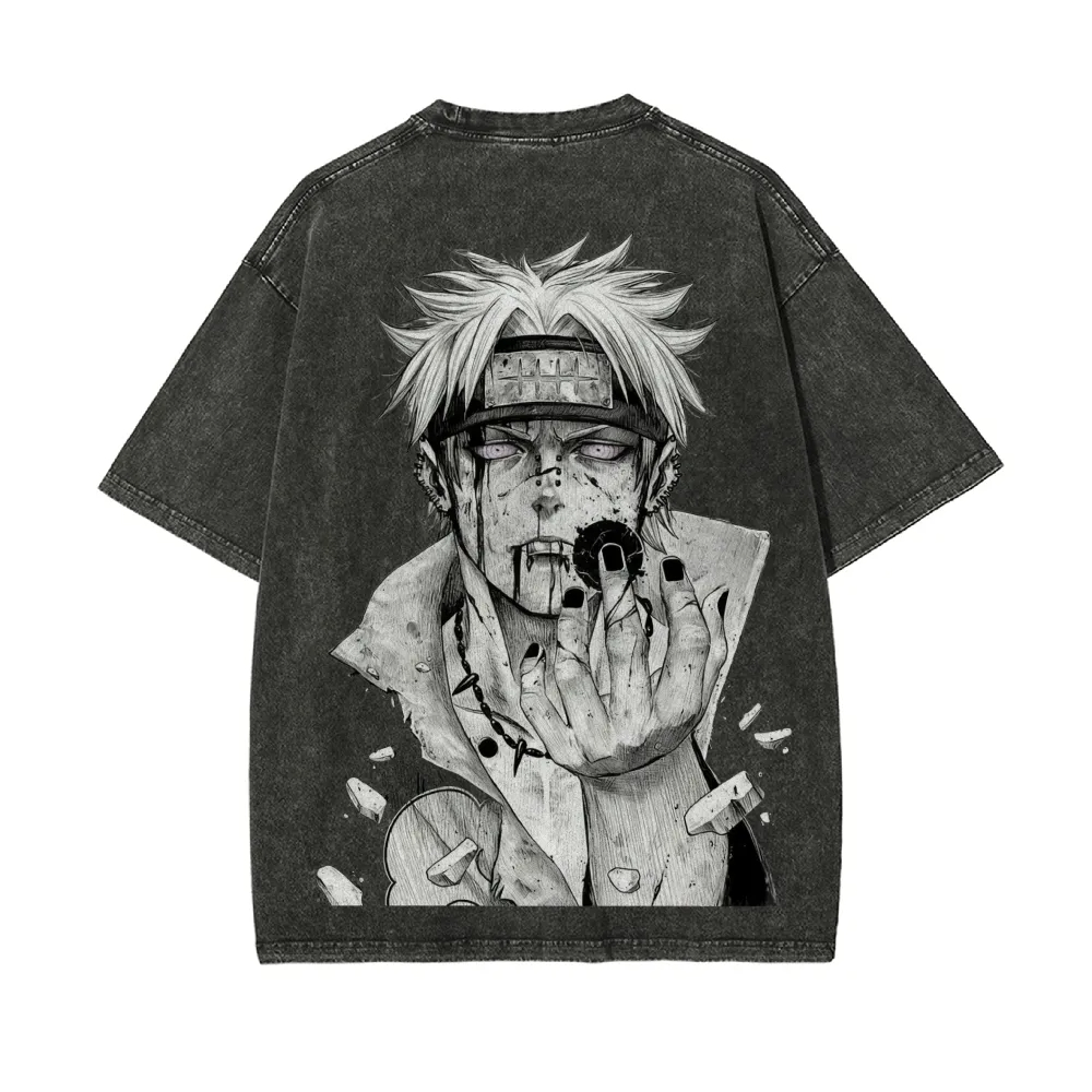تي شيرت ناروتو بتصميم رينجان أ - مراجعة Acid Wash Vintage Graphic T Shirt وسعره