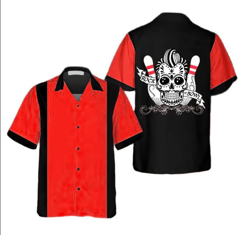 قميص كلاسيكي بطباعة كرة البولي - مراجعة Short Sleeve Bowling Shirt Retro وسعره