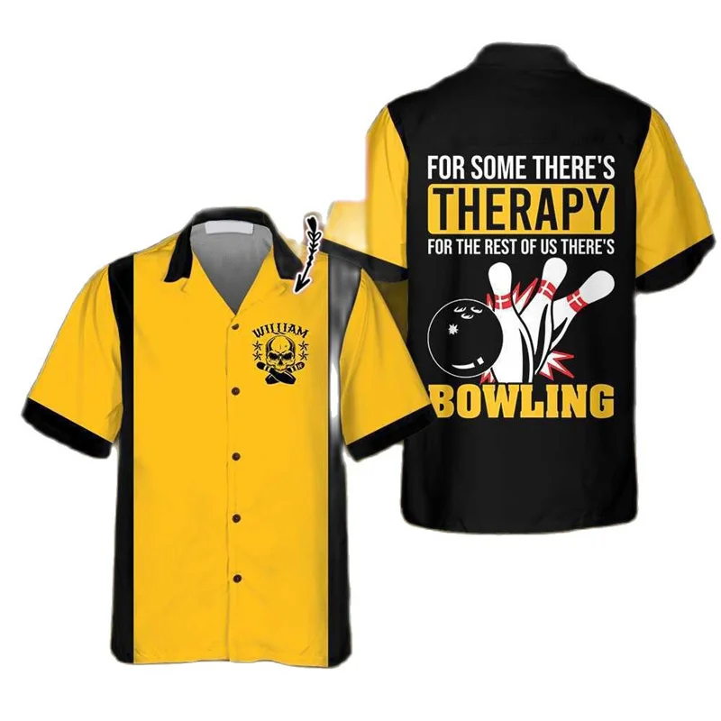 قميص كلاسيكي بطباعة كرة البولي - مراجعة Short Sleeve Bowling Shirt Retro وسعره