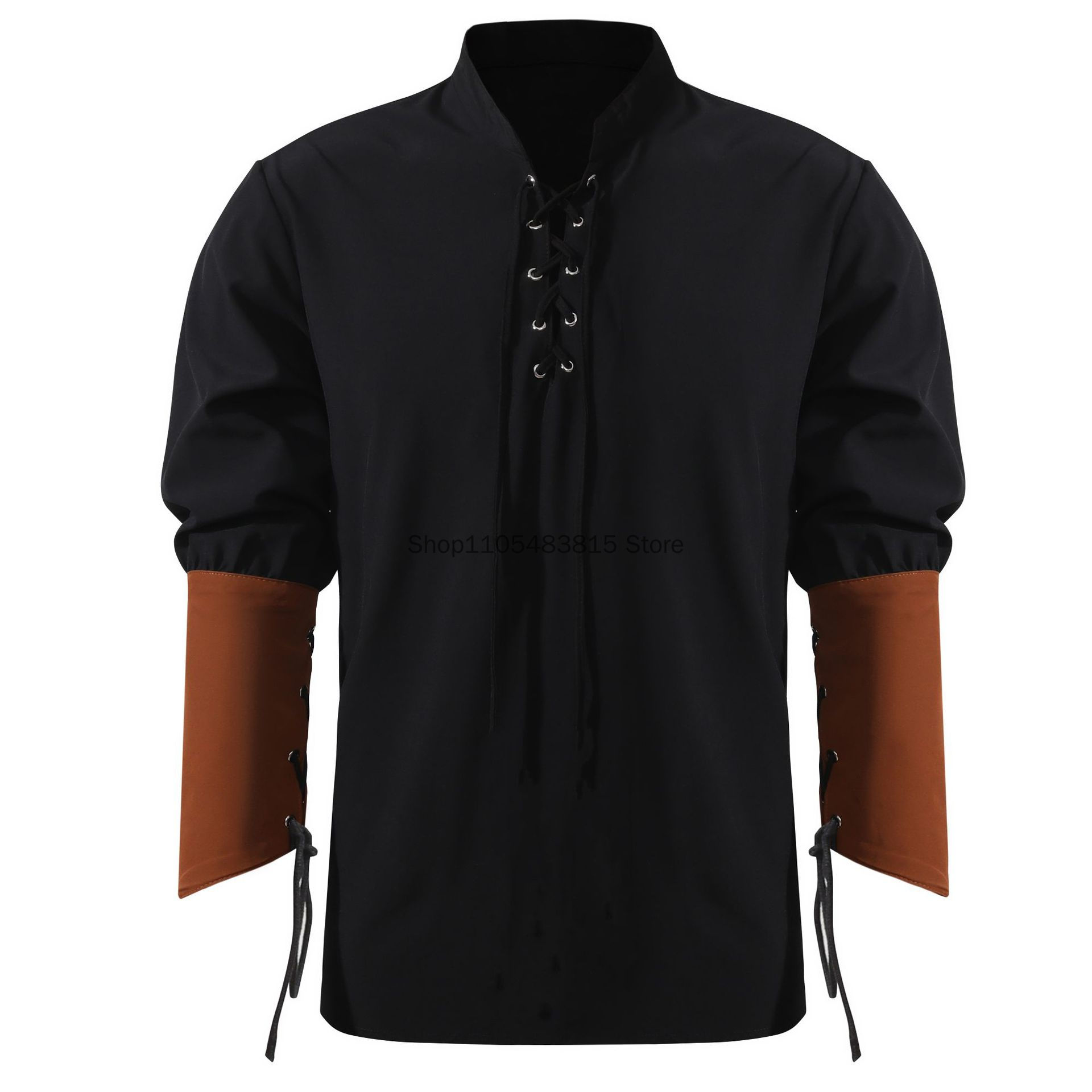 قميص قرصان للرجال - قميص شاعر  - مراجعة Medieval Gothic Lace Up Pirate Shirt وسعره