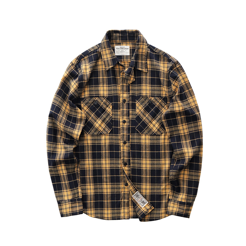 خريف جديد اليابانية الرجعية 30 - مراجعة Flannel Plaid Shirt Heavy Weight وسعره