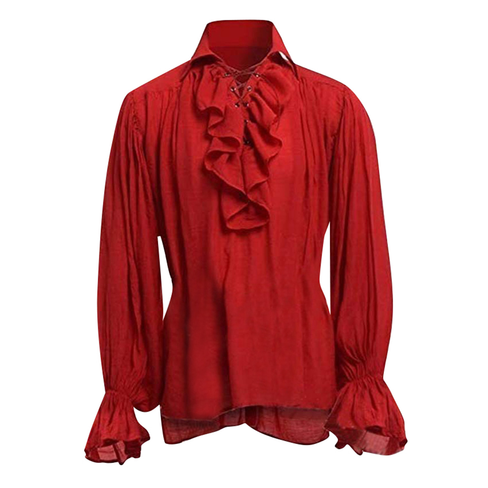 رجل هالوين الدانتيل يصل القراص - مراجعة Medieval Gothic Lace Up Pirate Shirt وسعره