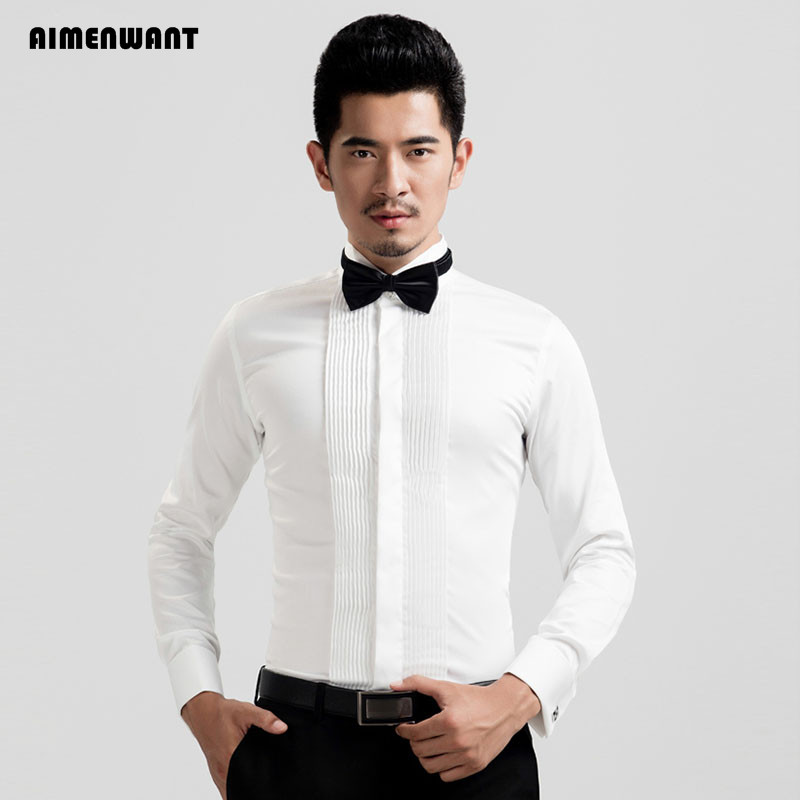AIMENWANT-قميص سهرة أبيض للرجا - مراجعة Mandarin Collar Formal Shirt Slim Fit وسعره