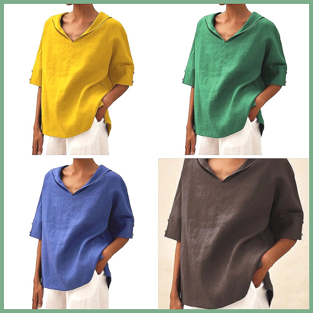 قميص نسائي فضفاض بياقة على شكل - مراجعة Shirts وسعره