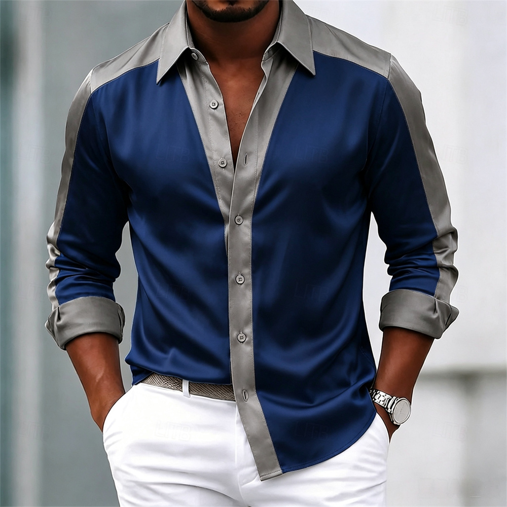 قميص رجالي، قميص ساتان، قميص ر - مراجعة Mens Satin Silk Dress Shirt وسعره