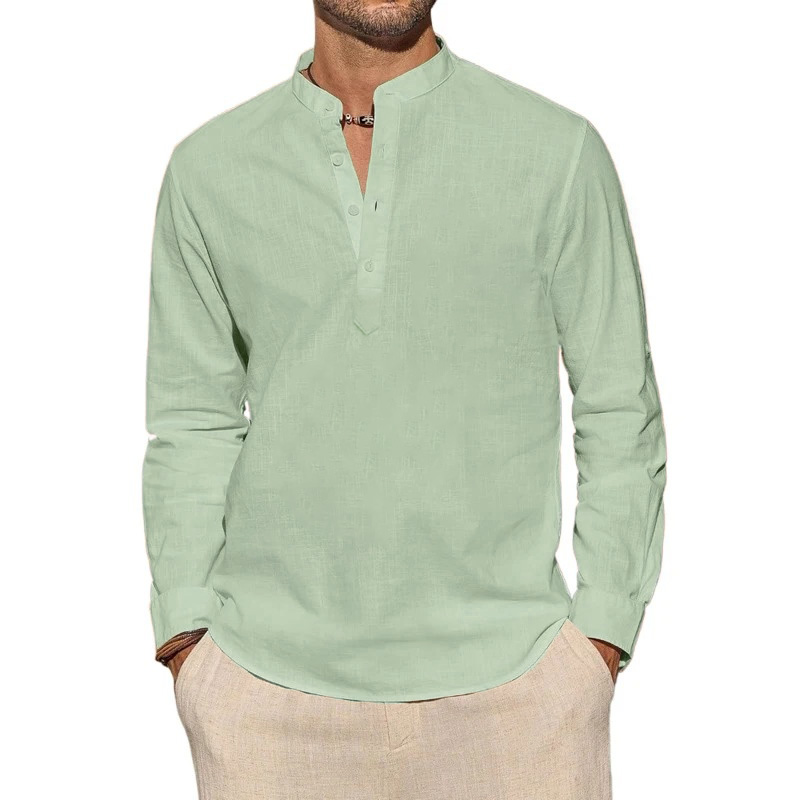 تي شيرت رجالي بأكمام طويلة كاج - مراجعة Mens Linen Shirt Long Sleeve وسعره