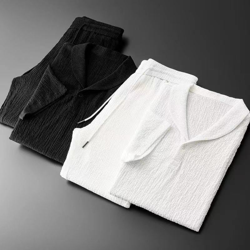 الصيف رقيقة جدا قطعتين الحرير  - مراجعة Mens Linen Shirt Long Sleeve وسعره