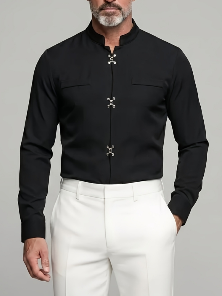 قميص رجالي فاخر بياقة ماندارين - مراجعة Mandarin Collar Formal Shirt Slim Fit وسعره