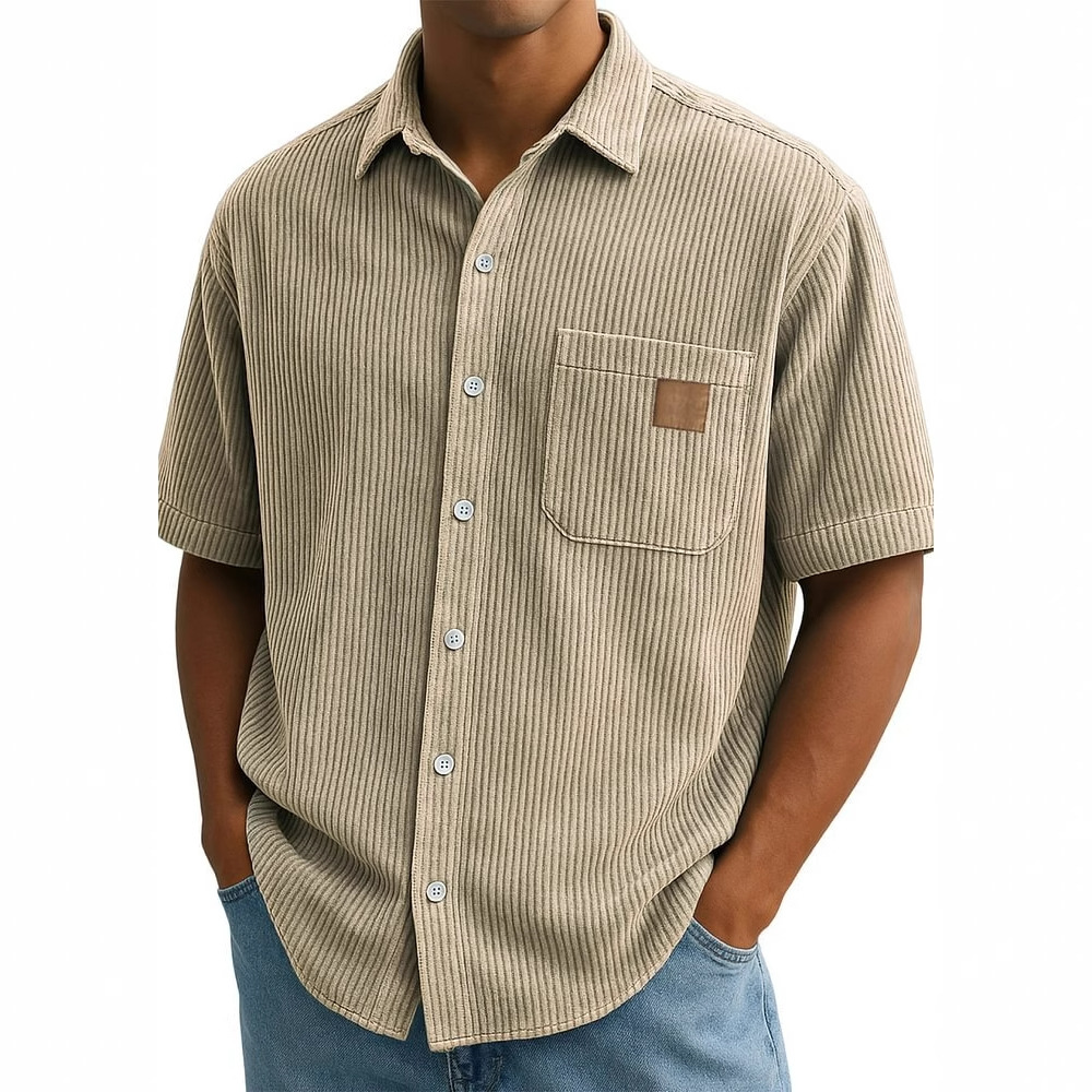 قميص سروال قصير بأكمام قصيرة ل - مراجعة Corduroy Button Up Shirt Men وسعره