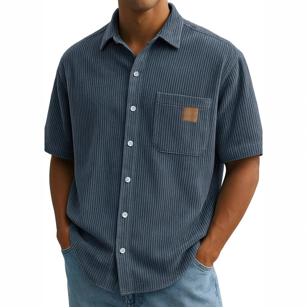 قميص سروال قصير بأكمام قصيرة ل - مراجعة Corduroy Button Up Shirt Men وسعره