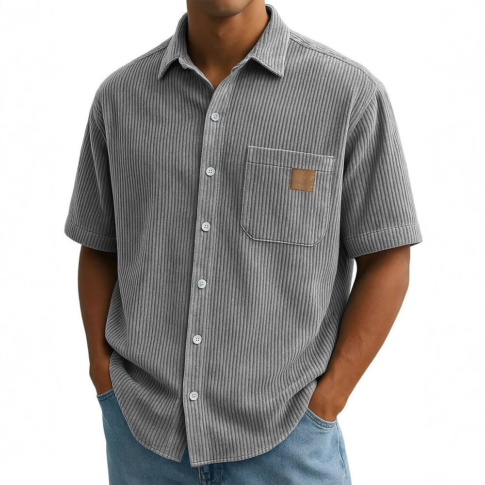 قميص سروال قصير بأكمام قصيرة ل - مراجعة Corduroy Button Up Shirt Men وسعره